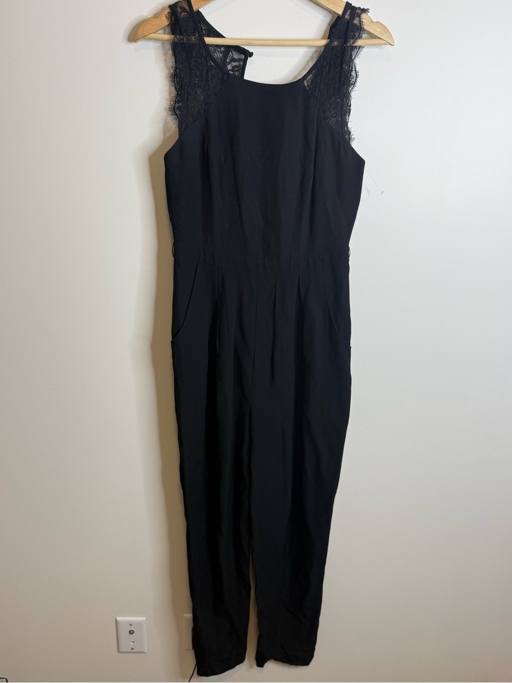 Forever New Black Lace-Shoulder Jumpsuit